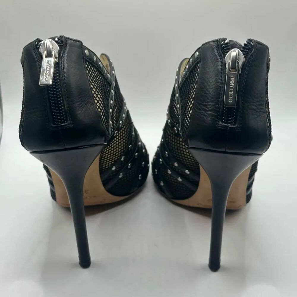 Jimmy Choo Black Mesh Studded Booties Size 37.5 - Picture 4 of 5